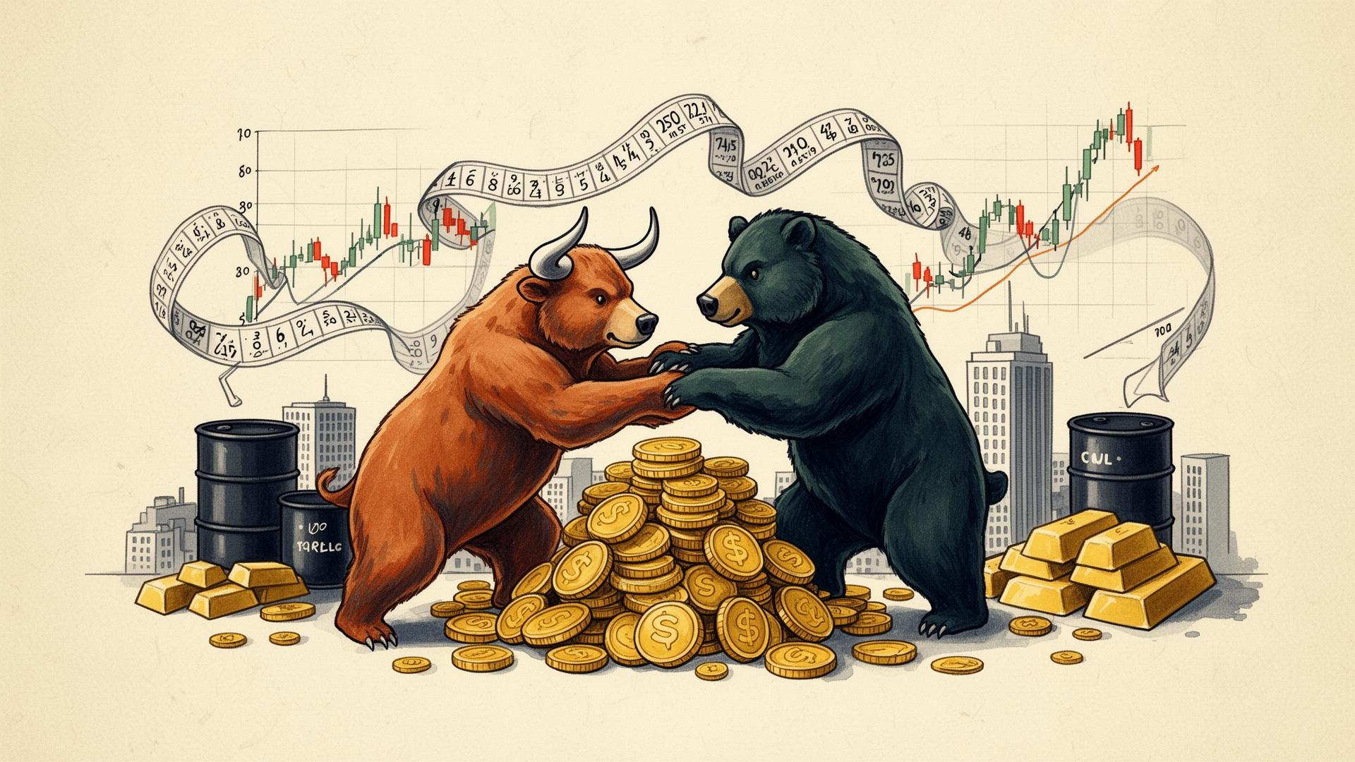 Bull vs bear illustration